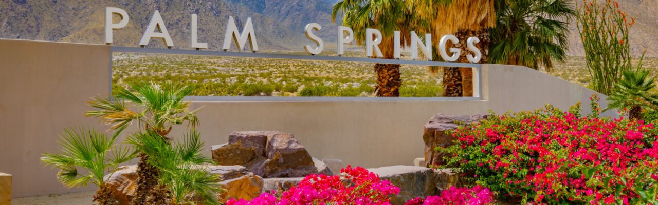 Palm Springs California with flowers and palm trees nurse job relocation